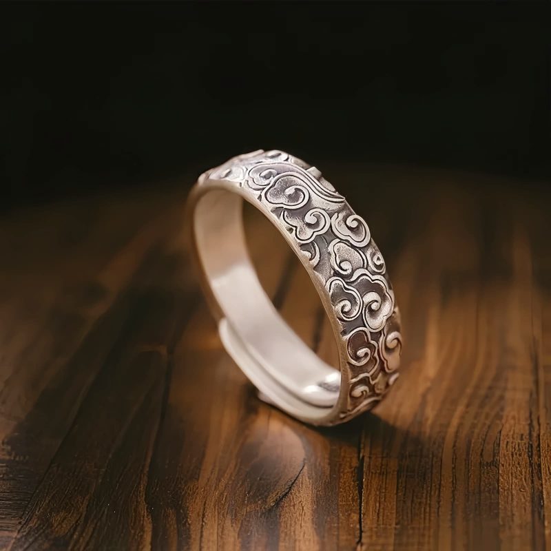 Anillo de la Suerte con Nubes Auspiciosas de Cobre Vintage Copper Vintage Auspicious Clouds Luck Ring