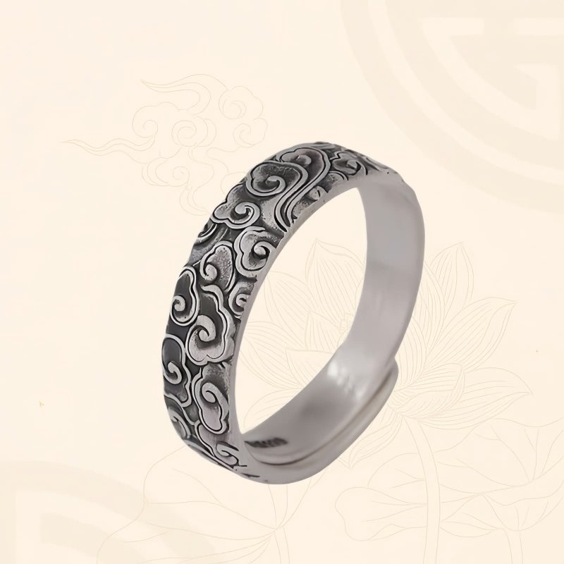 Anillo de la Suerte con Nubes Auspiciosas de Cobre Vintage Copper Vintage Auspicious Clouds Luck Ring