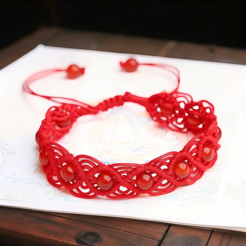 Pulsera de Ágata Roja Tibetana para la Confianza y la Energía Tibetan Red Agate Confidence Energy Bracelet