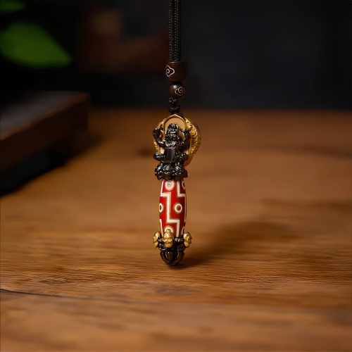 Collar con Calavera de sabiduría y cuentas Dzi tibetanas Collar con Calavera de sabiduría y cuentas Dzi tibetanas