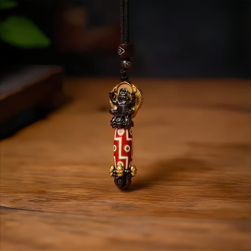 Collar con Calavera de sabiduría y cuentas Dzi tibetanas Tibetan Dzi Bead Skull Wisdom Necklace