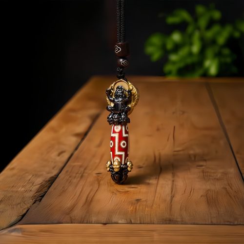 Collar con Calavera de sabiduría y cuentas Dzi tibetanas Collar con Calavera de sabiduría y cuentas Dzi tibetanas
