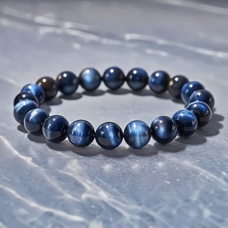 سوار يد من عين النمر الزرقاء لتوازن الطاقة Tibetan Blue Tiger Eye Balance Energy Bracelet
