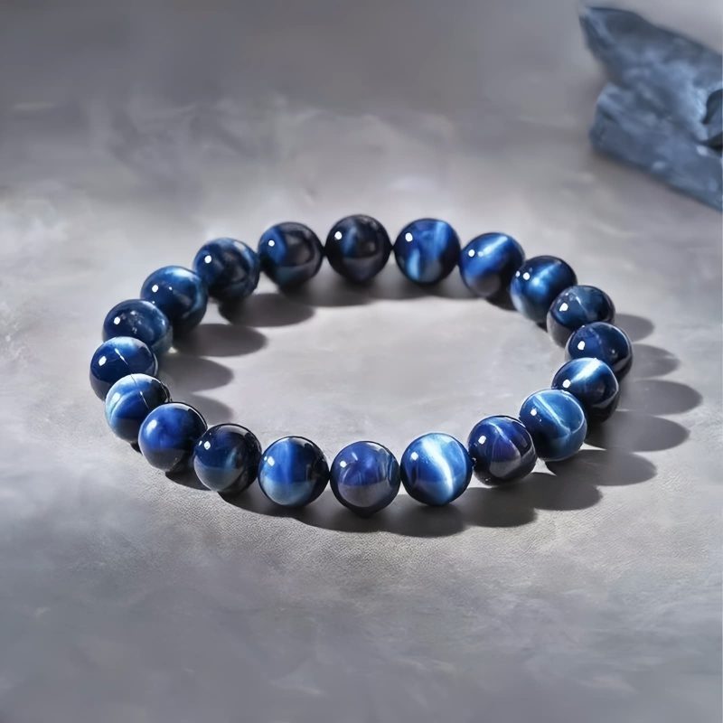 سوار يد من عين النمر الزرقاء لتوازن الطاقة Tibetan Blue Tiger Eye Balance Energy Bracelet