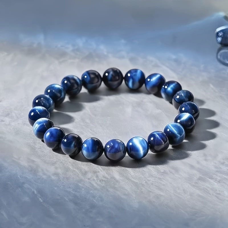 سوار يد من عين النمر الزرقاء لتوازن الطاقة Tibetan Blue Tiger Eye Balance Energy Bracelet