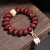 Pulsera Tibetana de la Suerte con Ojo de Buda y León Danzante Tibet Bodhi Seed Dzi Dancing Lion Luck Bracelet
