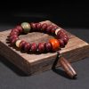 Pulsera Tibetana de la Suerte con Ojo de Buda y León Danzante Tibet Bodhi Seed Dzi Dancing Lion Luck Bracelet