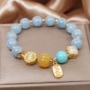 Pulsera de Protección y Abundancia en Aguamarina Aquamarine Wealth Protection Bracelet
