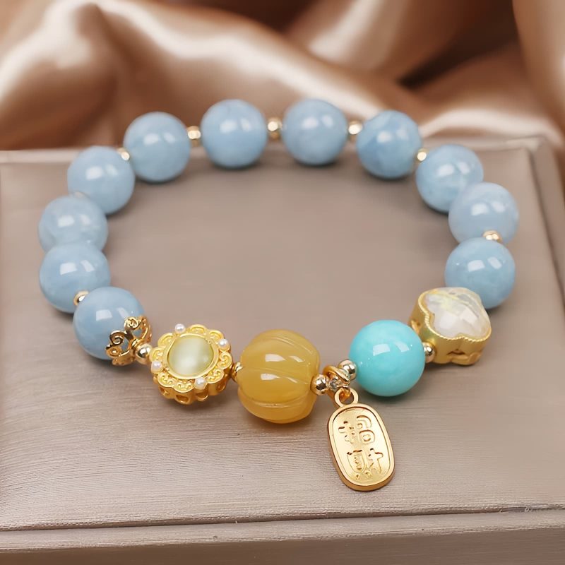 Pulsera de Protección y Abundancia en Aguamarina Aquamarine Wealth Protection Bracelet