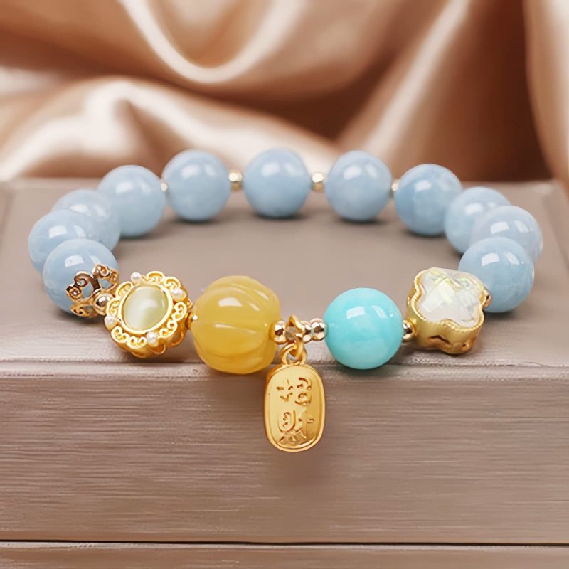Pulsera de Protección y Abundancia en Aguamarina Aquamarine Wealth Protection Bracelet