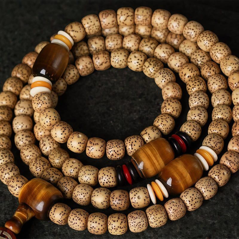 Pulsera de Paz con Semillas de Bodhi y Ojo de Tigre Bodhi Seed Tiger's Eye Peace Bracelet