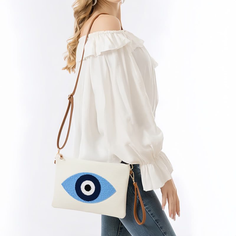 Bolso de Lona Hamsa Evil Eye Canvas Hamsa Evil Eye Crossbody Bag