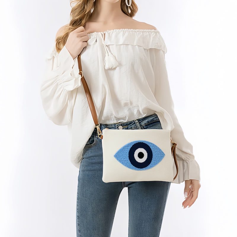 Bolso de Lona Hamsa Evil Eye Canvas Hamsa Evil Eye Crossbody Bag