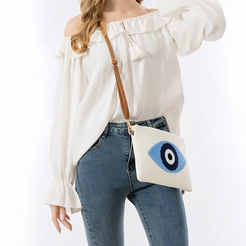 Bolso de Lona Hamsa Evil Eye Canvas Hamsa Evil Eye Crossbody Bag