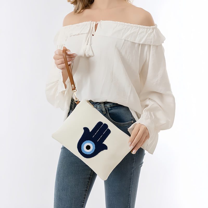 Bolso de Lona Hamsa Evil Eye Canvas Hamsa Evil Eye Crossbody Bag