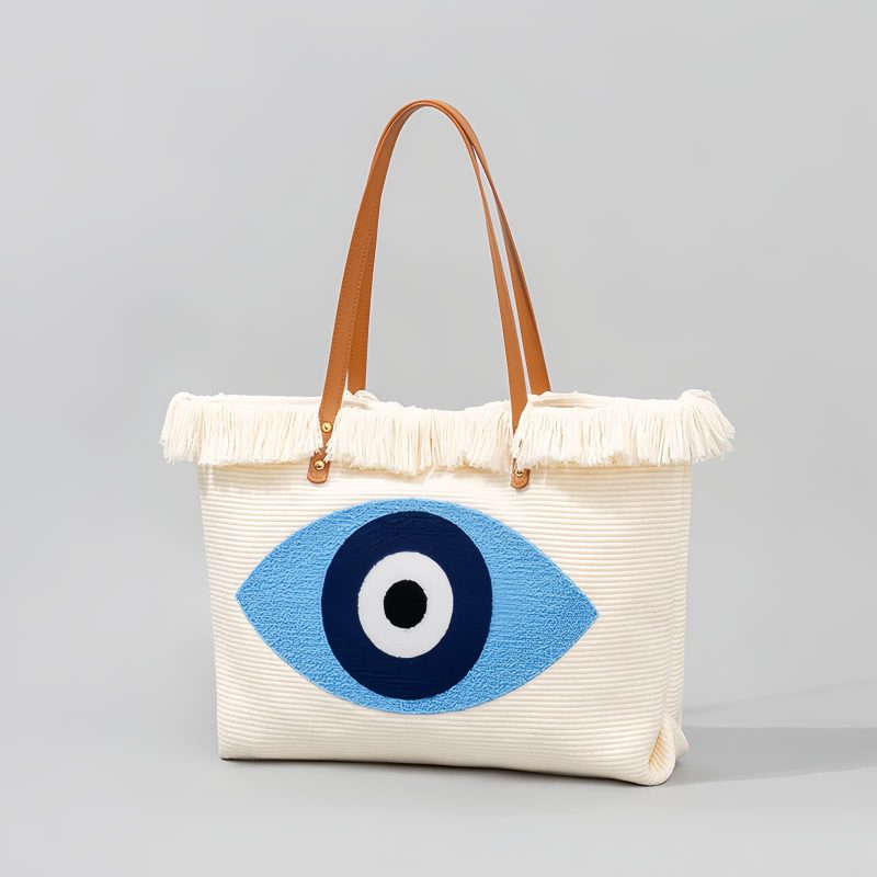 Bolso Tote de Lona con Ojo Turco y Mano de Fátima Canvas Evil Eye Hamsa Tote Bag