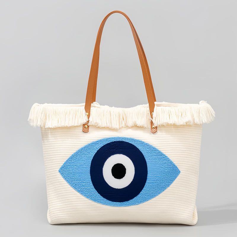 Bolso Tote de Lona con Ojo Turco y Mano de Fátima Canvas Evil Eye Hamsa Tote Bag