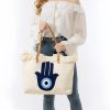 Bolso Tote de Lona con Ojo Turco y Mano de Fátima Canvas Evil Eye Hamsa Tote Bag