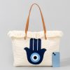 Bolso Tote de Lona con Ojo Turco y Mano de Fátima Canvas Evil Eye Hamsa Tote Bag