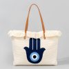 Bolso Tote de Lona con Ojo Turco y Mano de Fátima Canvas Evil Eye Hamsa Tote Bag