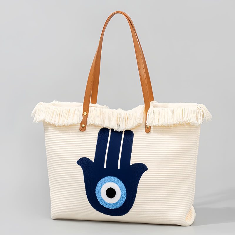 Bolso Tote de Lona con Ojo Turco y Mano de Fátima Canvas Evil Eye Hamsa Tote Bag