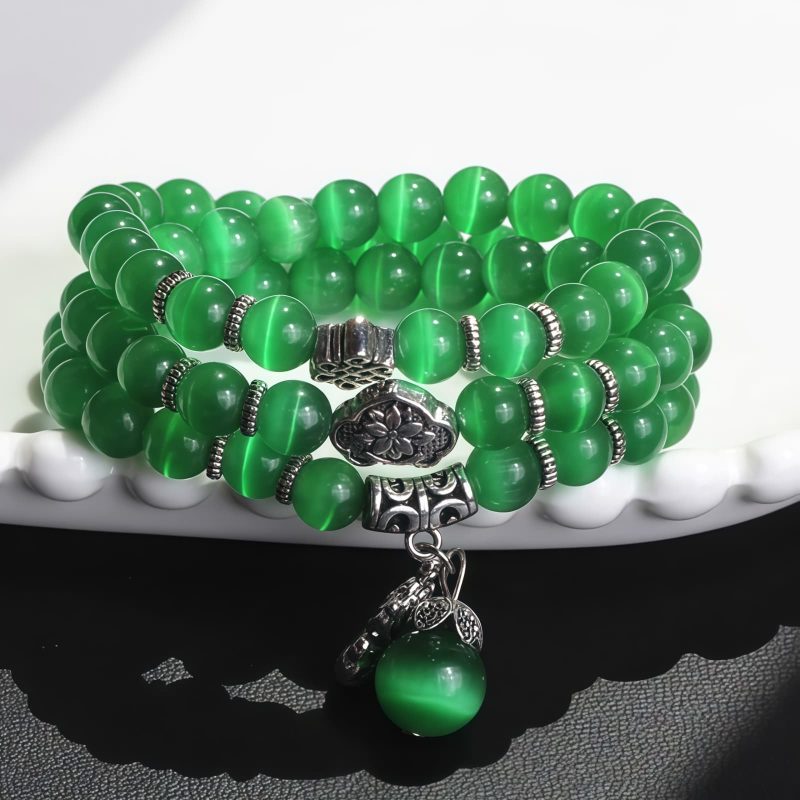 Pulsera de la Fortuna con Tres Vueltas de Crisoberilo y Pixiu Chrysoberyl Pixiu Triple Wrap Wealth Bracelet