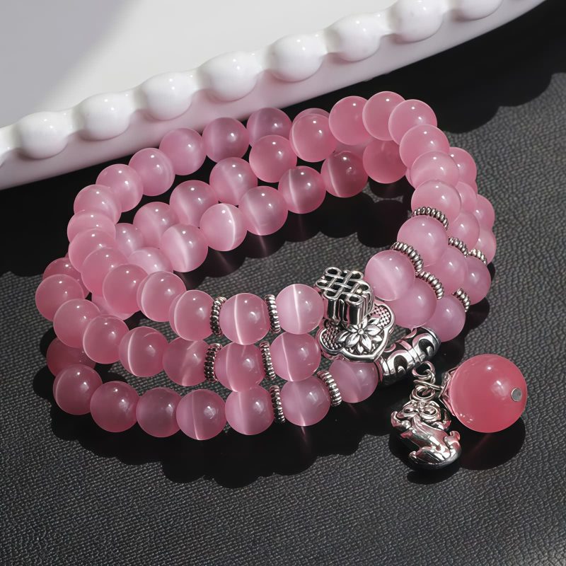Pulsera de la Fortuna con Tres Vueltas de Crisoberilo y Pixiu Chrysoberyl Pixiu Triple Wrap Wealth Bracelet