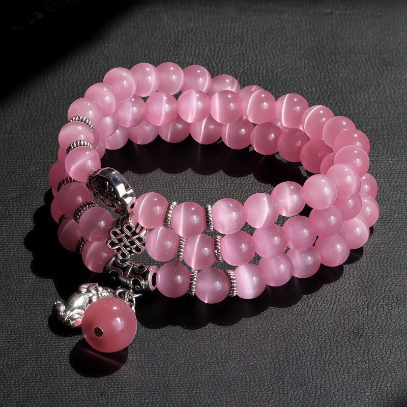 Pulsera de la Fortuna con Tres Vueltas de Crisoberilo y Pixiu Chrysoberyl Pixiu Triple Wrap Wealth Bracelet