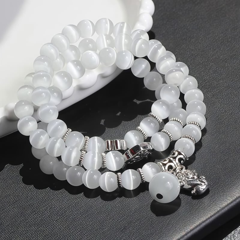 Pulsera de la Fortuna con Tres Vueltas de Crisoberilo y Pixiu Chrysoberyl Pixiu Triple Wrap Wealth Bracelet