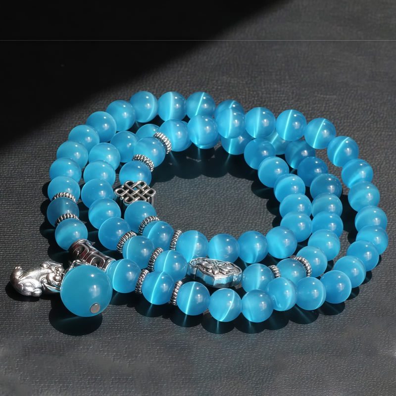 Pulsera de la Fortuna con Tres Vueltas de Crisoberilo y Pixiu Chrysoberyl Pixiu Triple Wrap Wealth Bracelet