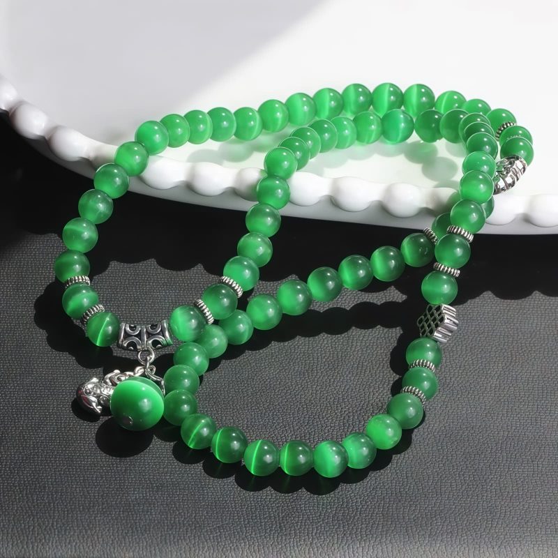 Pulsera de la Fortuna con Tres Vueltas de Crisoberilo y Pixiu Chrysoberyl Pixiu Triple Wrap Wealth Bracelet