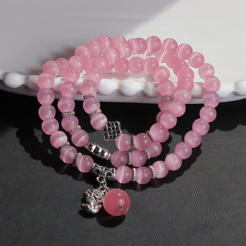 Pulsera de la Fortuna con Tres Vueltas de Crisoberilo y Pixiu Chrysoberyl Pixiu Triple Wrap Wealth Bracelet