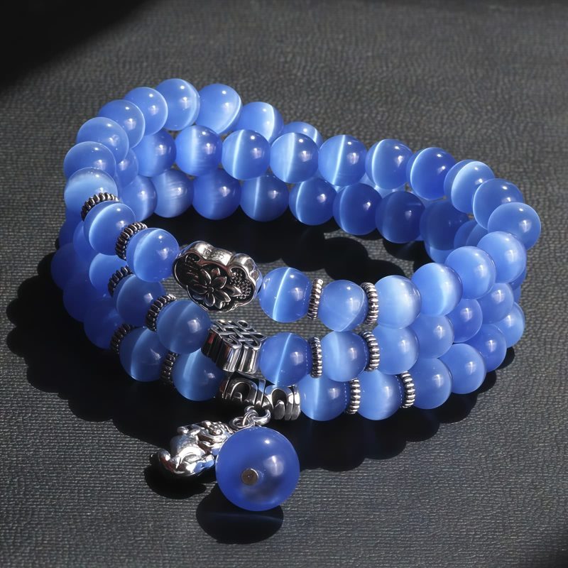Pulsera de la Fortuna con Tres Vueltas de Crisoberilo y Pixiu Chrysoberyl Pixiu Triple Wrap Wealth Bracelet