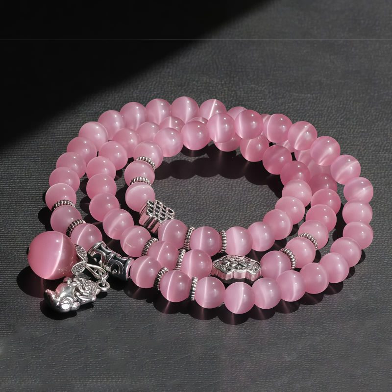 Pulsera de la Fortuna con Tres Vueltas de Crisoberilo y Pixiu Chrysoberyl Pixiu Triple Wrap Wealth Bracelet