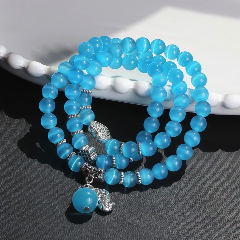 Pulsera de la Fortuna con Tres Vueltas de Crisoberilo y Pixiu Chrysoberyl Pixiu Triple Wrap Wealth Bracelet