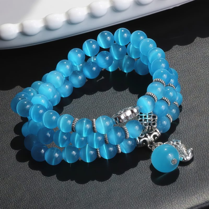 Pulsera de la Fortuna con Tres Vueltas de Crisoberilo y Pixiu Chrysoberyl Pixiu Triple Wrap Wealth Bracelet