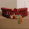 Pulsera Triple de Cinabrio con Caracter Chino Fu Cinnabar Fu Character Triple Wrap Bracelet