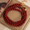 Pulsera Triple de Cinabrio con Caracter Chino Fu Cinnabar Fu Character Triple Wrap Bracelet
