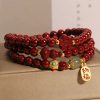 Pulsera Triple de Cinabrio con Caracter Chino Fu Cinnabar Fu Character Triple Wrap Bracelet