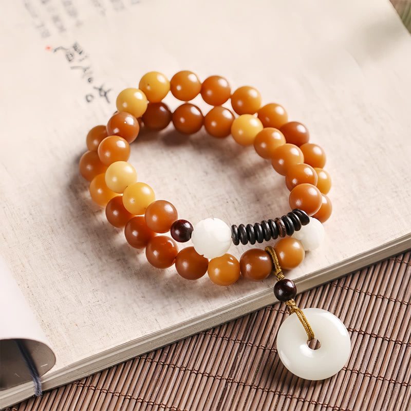 Pulsera de Jade de Loto con Semilla de Bodhi Cian Cyan Bodhi Seed Lotus Jade Bracelet