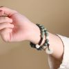 Pulsera de Jade de Loto con Semilla de Bodhi Cian Cyan Bodhi Seed Lotus Jade Bracelet