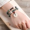 Pulsera de Jade de Loto con Semilla de Bodhi Cian Cyan Bodhi Seed Lotus Jade Bracelet