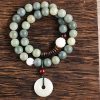 Pulsera de Jade de Loto con Semilla de Bodhi Cian Cyan Bodhi Seed Lotus Jade Bracelet