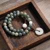 Pulsera de Jade de Loto con Semilla de Bodhi Cian Cyan Bodhi Seed Lotus Jade Bracelet