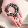 Pulsera de Jade de Loto con Semilla de Bodhi Cian Cyan Bodhi Seed Lotus Jade Bracelet