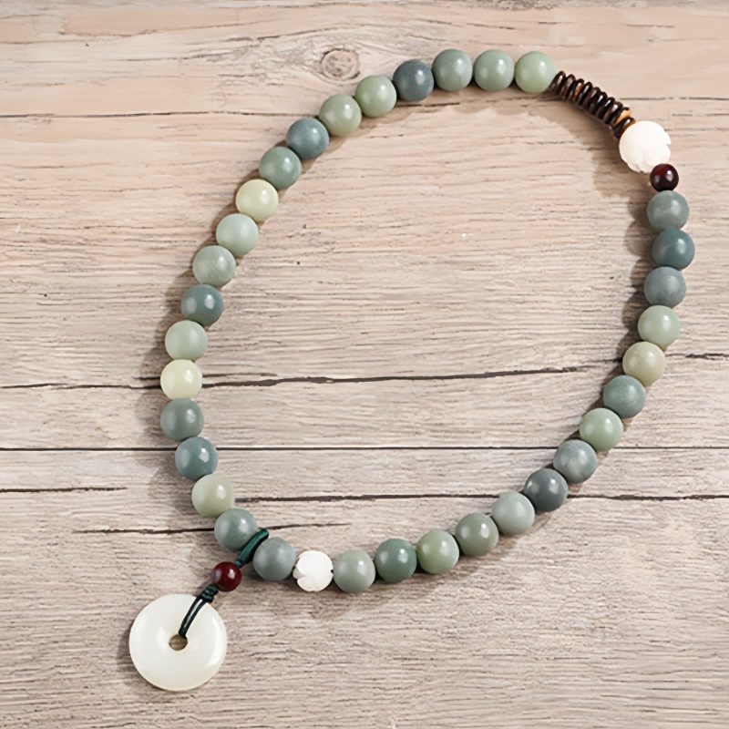 Pulsera de Jade de Loto con Semilla de Bodhi Cian Cyan Bodhi Seed Lotus Jade Bracelet