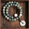 Pulsera de Jade de Loto con Semilla de Bodhi Cian Cyan Bodhi Seed Lotus Jade Bracelet