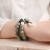 Pulsera de Jade de Loto con Semilla de Bodhi Cian Cyan Bodhi Seed Lotus Jade Bracelet
