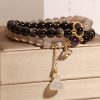 Pulseira de Lótus com Obsidiana Dourada e Ágata Cinza Gold Sheen Obsidian Lotus Charm Bracelet