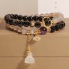Pulseira de Lótus com Obsidiana Dourada e Ágata Cinza Gold Sheen Obsidian Lotus Charm Bracelet